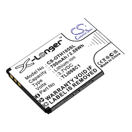 3.7V, Li-ion, 700mAh, SmartPhone battery fits Alcatel, Tli008c1, Onetouch 1054, 2.59Wh Mobile, SmartPhone Cameron Sino Technology Limited (Smartphone)