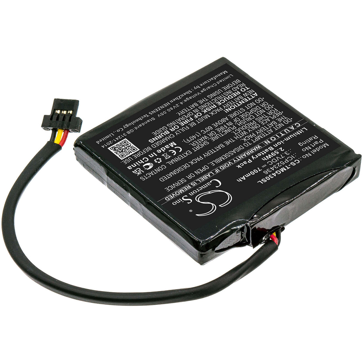 3.7V, Li-ion, 700mAh, GPS battery fits Tomtom, Icp523436, 4fb40, Go 400 4.3" Satnav, 2.59Wh GPS, Navigator Cameron Sino Technology Limited