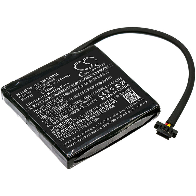 3.7V, Li-ion, 700mAh, GPS battery fits Tomtom, Icp523436, 4fb40, Go 400 4.3" Satnav, 2.59Wh GPS, Navigator Cameron Sino Technology Limited