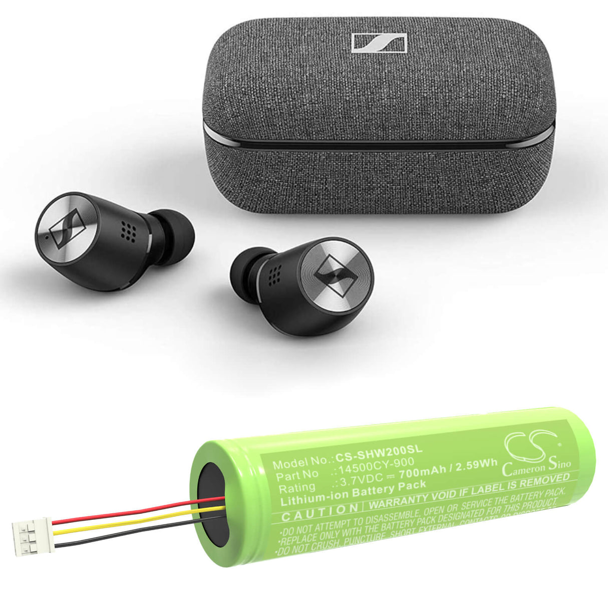 3.7V, Li-ion, 700mAh, Wireless Headset battery fits Sennheiser, Momentum Tw2 Charging Case, 2.59Wh Wireless Headset Cameron Sino Technology Limited