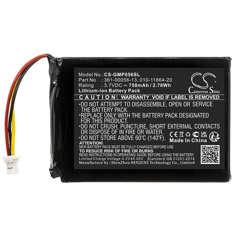 3.7V, Li-ion, 750mAh, Dog Collar battery fits Garmin, 010-11864-20, Sport Pro Handheld Transmitter, 2.78Wh Dog Collar Cameron Sino Technology Limited