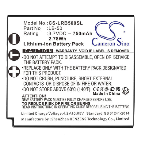 3.7V, Li-ion, 750mAh, Transmitters & Receiver battery fits Lectrosonics, Lb-50, Ifbr1b Receiver, Ssm Bodypack Transmitter, 2.78Wh Transmitters & Receiver Cameron Sino Technology Limited