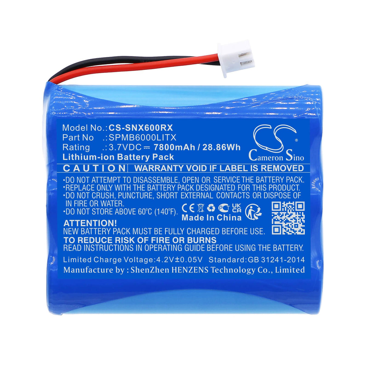 3.7V, Li-ion, 7800mAh, Remote Controller battery fits Spektrum, Spmb6000litx, Transmitter Ix12, Transmitter Nx6, 28.86Wh Remote Controller Cameron Sino Technology Limited