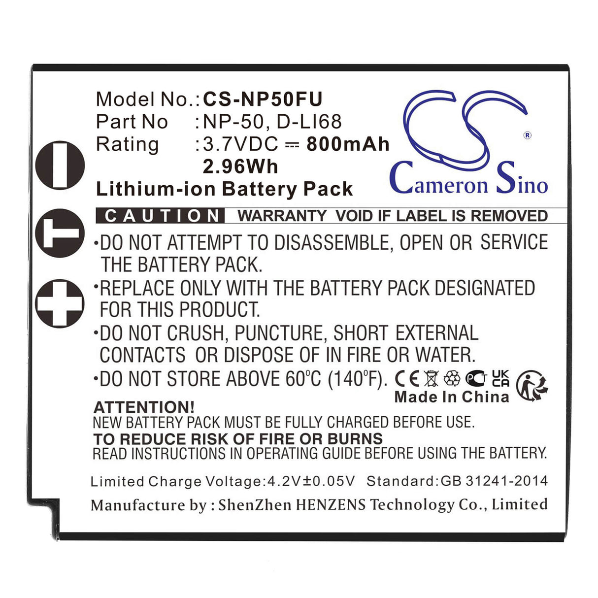 3.7V, Li-ion, 800mAh, Amplifier battery fits Jupio, Ricoh, Jupio, Ricoh, Pentax, Pentax, Fujifilm, Fujifilm, D-li68, Finepix F100fd, Finepix F200exr, 2.96Wh Camera Cameron Sino Technology Limited (Camera)
