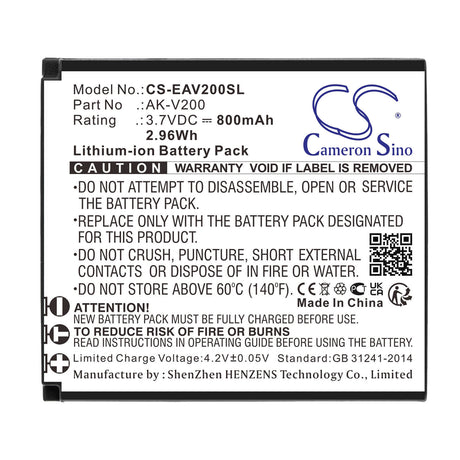 3.7V, Li-ion, 800mAh, SmartPhone battery fits Emporia, Ak-v200, One, V200, 2.96Wh Mobile, SmartPhone Cameron Sino Technology Limited (Smartphone)