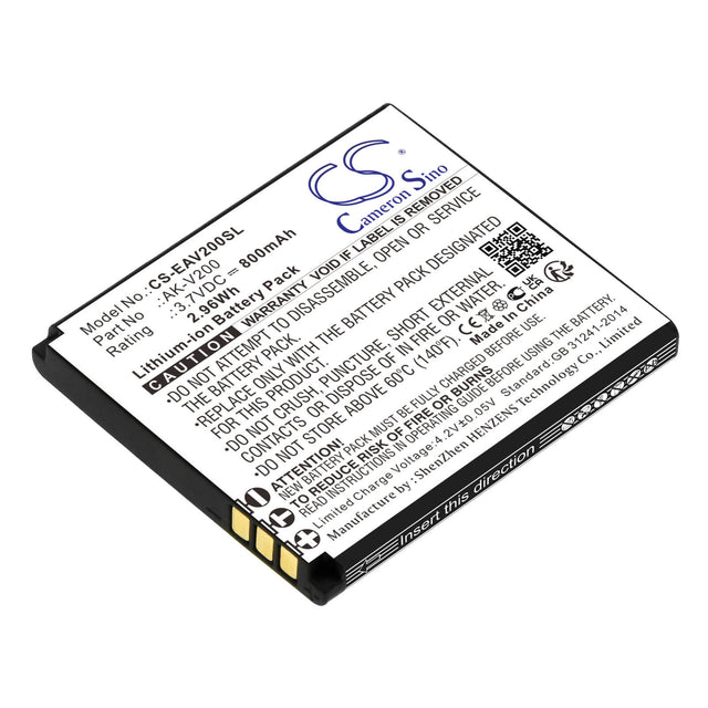 3.7V, Li-ion, 800mAh, SmartPhone battery fits Emporia, Ak-v200, One, V200, 2.96Wh Mobile, SmartPhone Cameron Sino Technology Limited (Smartphone)