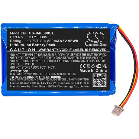 3.7V, Li-ion, 800mAh, Payment Terminal battery fits Ingenico, Bty00009, Lec-v03.00-0242, Vital Act 3s, 2.96Wh Payment Terminal Cameron Sino Technology Limited