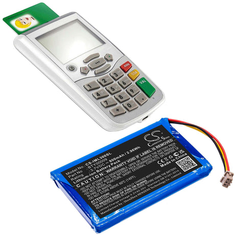 3.7V, Li-ion, 800mAh, Payment Terminal battery fits Ingenico, Bty00009, Lec-v03.00-0242, Vital Act 3s, 2.96Wh Payment Terminal Cameron Sino Technology Limited