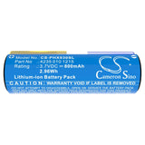 3.7V, Li-ion, 800mAh, Toothbrush battery fits Oral-b, 10000, 3765, 2.96Wh Toothbrush Cameron Sino Technology Limited