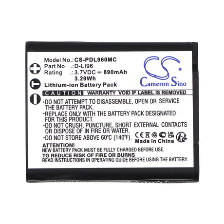 3.7V, Li-ion, 890mAh, Camera battery fits Pentax, D-li96, Wg-1000, 3.293Wh Camera Cameron Sino Technology Limited (Camera)