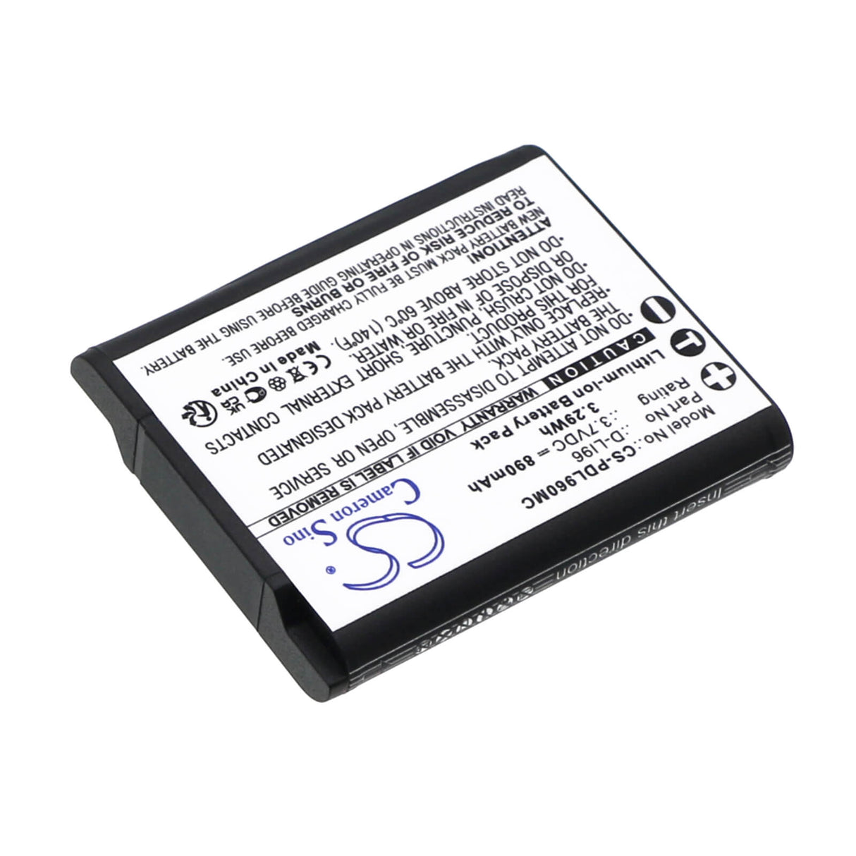 3.7V, Li-ion, 890mAh, Camera battery fits Pentax, D-li96, Wg-1000, 3.293Wh Camera Cameron Sino Technology Limited (Camera)