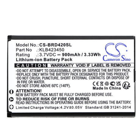 3,7V, Li-ion, 900mAh, batterie de smartphone compatible avec Brondi, Klb423450, Amico Comfort, Amico Pratico, 3,33Wh Mobile, SmartPhone Cameron Sino Technology Limited (Smartphone)