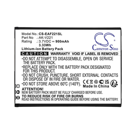 3.7V, Li-ion, 900mAh, SmartPhone battery fits Emporia, Ak-v221, Active Glam, Active Glam 4g, 3.33Wh Mobile, SmartPhone Cameron Sino Technology Limited (Smartphone)
