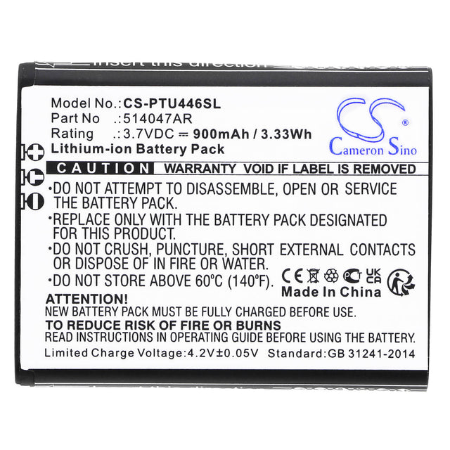 3.7V, Li-ion, 900mAh, SmartPhone battery fits Panasonic, 514047ar, Kx-tu446, Kx-tu446/4, 3.33Wh Mobile, SmartPhone Cameron Sino Technology Limited (Smartphone)