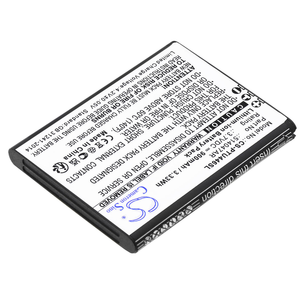 3.7V, Li-ion, 900mAh, SmartPhone battery fits Panasonic, 514047ar, Kx-tu446, Kx-tu446/4, 3.33Wh Mobile, SmartPhone Cameron Sino Technology Limited (Smartphone)