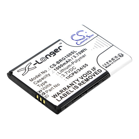 3.7V, Li-Polymer, 1000mAh, SmartPhone battery fits Brondi, 1icp6/34/55, Amico Gentile, 3.7Wh Mobile, SmartPhone Cameron Sino Technology Limited (Smartphone)