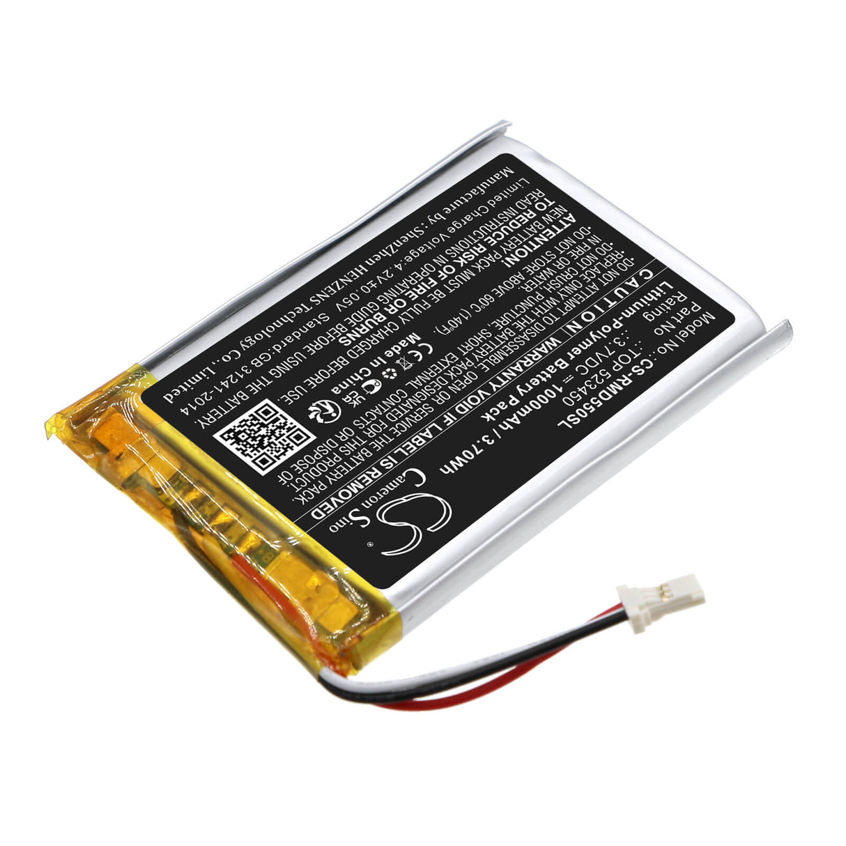 3.7V, Li-Polymer, 1000mAh, GPS battery fits Rand Mcnally, Top 523450, Tnd-540, Tnd-550, 3.7Wh GPS, Navigator Cameron Sino Technology Limited