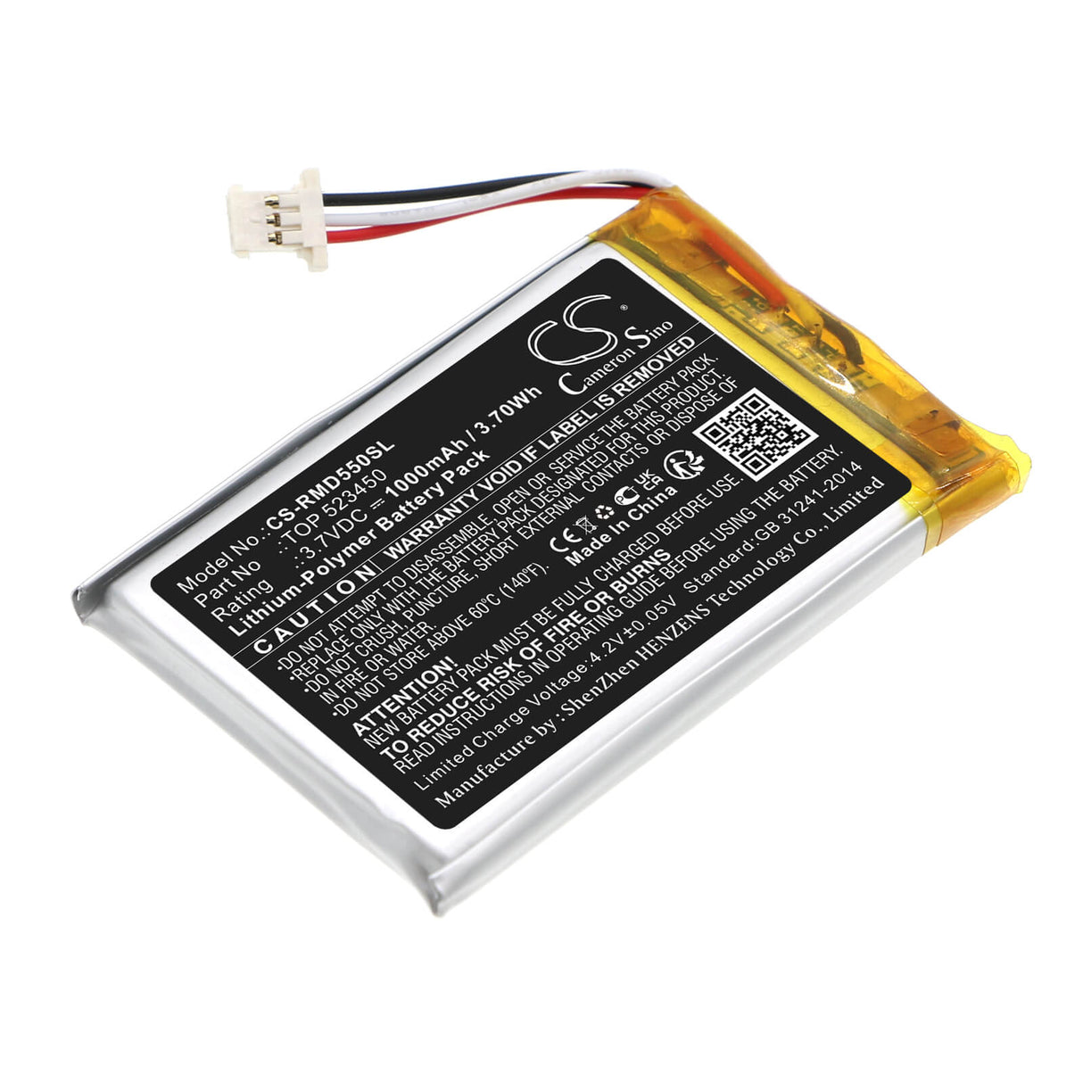 3.7V, Li-Polymer, 1000mAh, GPS battery fits Rand Mcnally, Top 523450, Tnd-540, Tnd-550, 3.7Wh GPS, Navigator Cameron Sino Technology Limited