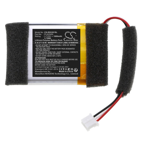 3.7V, Li-Polymer, 1000mAh, Headset battery fits Razer, Pl503450, Nari Ultimate, Rz04-02670100-r, 3.7Wh Wireless Headset Cameron Sino Technology Limited