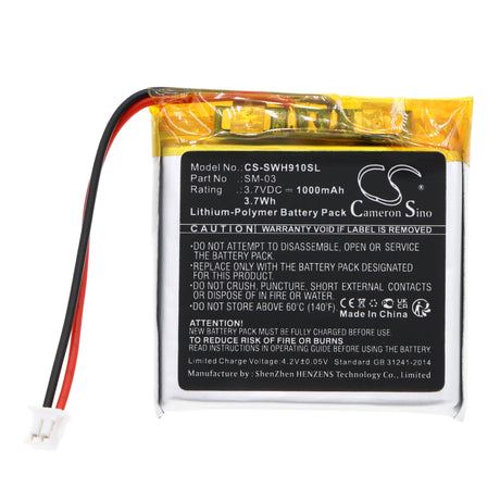 3.7V, Li-Polymer, 1000mAh, Headset battery fits Sony, Sm-03, Wh-h910n, Wh-h910, 3.7Wh Wireless Headset Cameron Sino Technology Limited