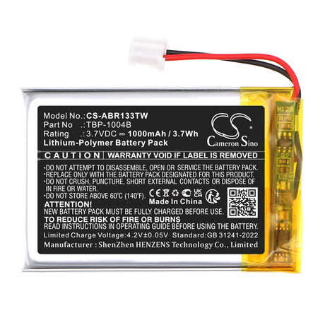 3.7V, Li-Polymer, 1000mAh, Two-Way Radio battery fits Albrecht, Bambini, Reer 50133 Care And Talk, 3.7Wh Two-Way Radio Cameron Sino Technology Limited