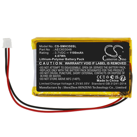 3.7V, Li-Polymer, 1100mAh, Two-Way Radio battery fits Simrad, Aec603048, Hs35, 4.07Wh Two-Way Radio Cameron Sino Technology Limited