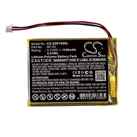 3.7V, Li-Polymer, 1100mAh, DAB Digital battery fits Sony, Sf-03, Xdr-p1dbp, 4.07Wh DAB Digital Cameron Sino Technology Limited