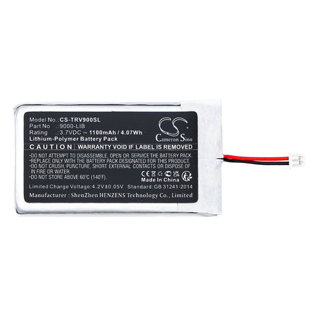 3.7V, Li-Polymer, 1100mAh, GPS battery fits Trail Tech, 9000-b800, Voyager, 4.07Wh GPS, Navigator Cameron Sino Technology Limited