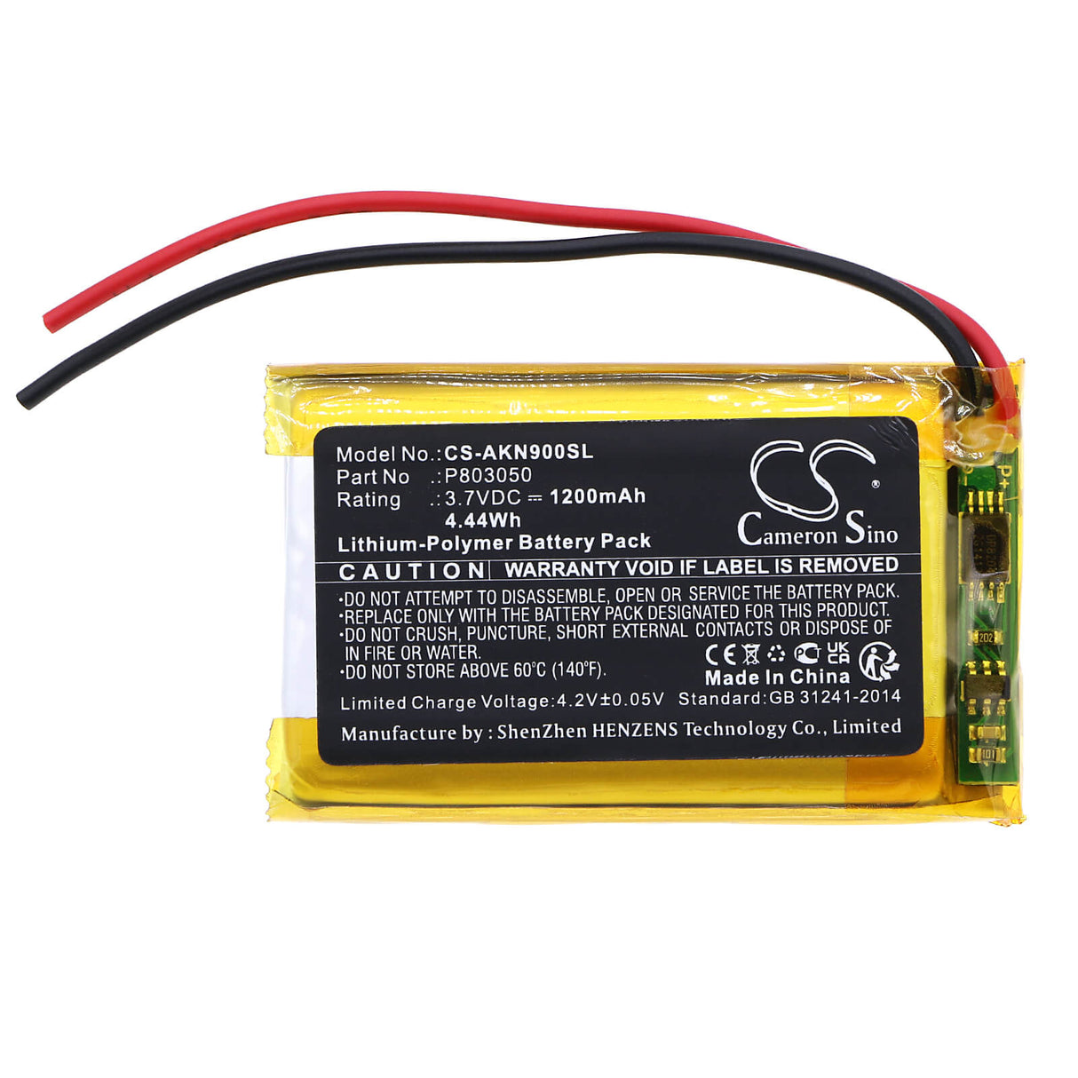 3.7V, Li-Polymer, 1200mAh, Headset battery fits Akg, P803050, N90q, 4.44Wh Wireless Headset Cameron Sino Technology Limited