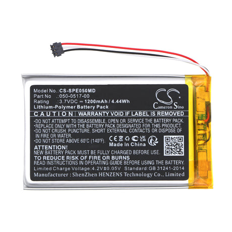 3.7V, Li-Polymer, 1200mAh, Medical battery fits Spacelabs, 050-0517-00, Evo, Evo 4, 4.44Wh Medical Cameron Sino Technology Limited (Medical)