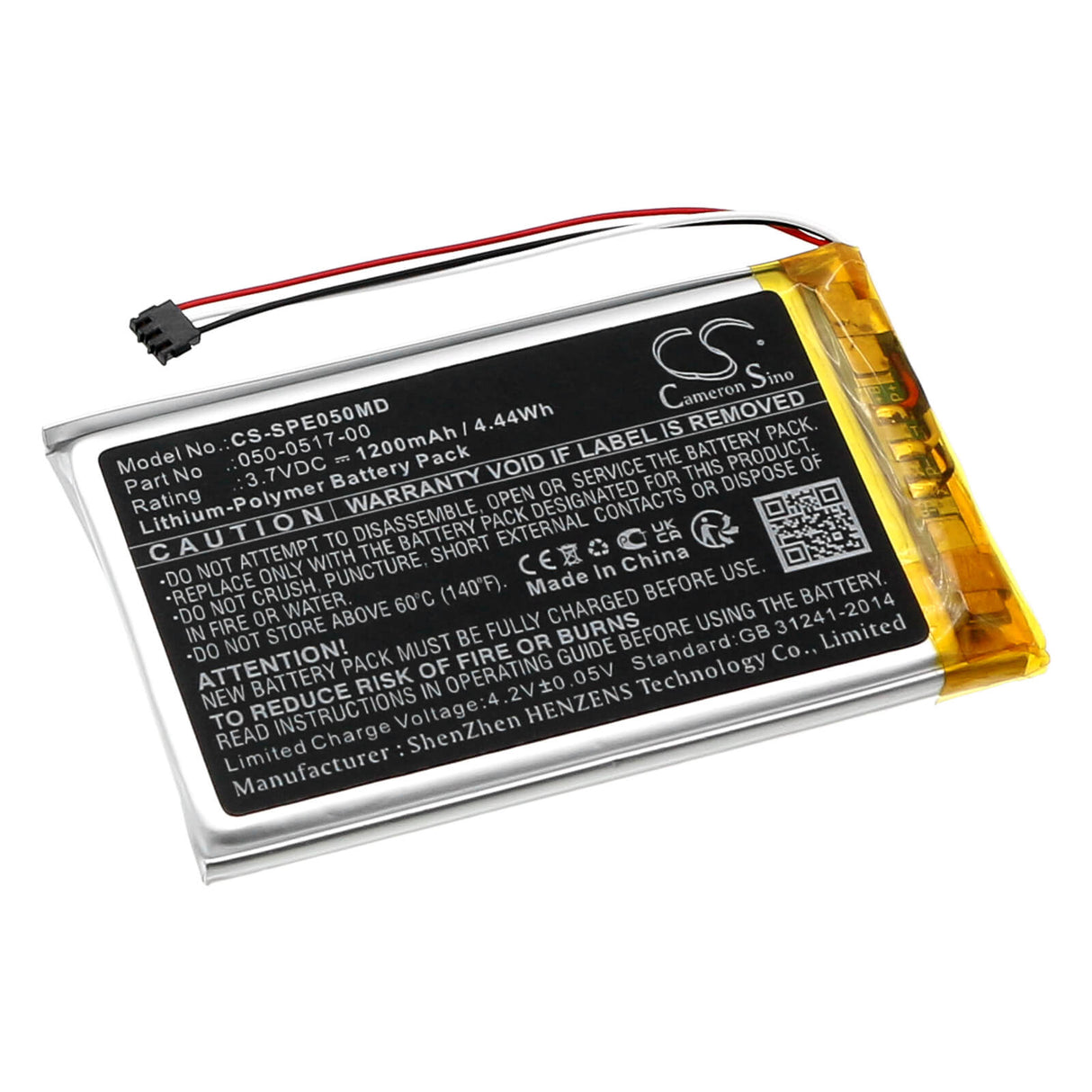 3.7V, Li-Polymer, 1200mAh, Medical battery fits Spacelabs, 050-0517-00, Evo, Evo 4, 4.44Wh Medical Cameron Sino Technology Limited (Medical)