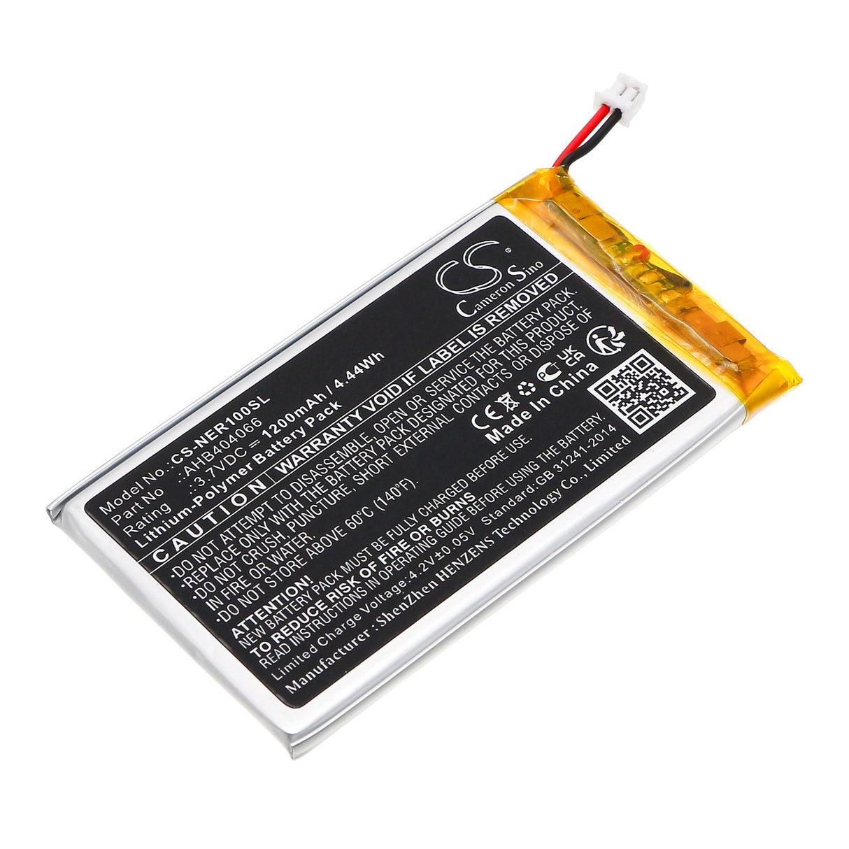 3.7V, Li-Polymer, 1200mAh, Remote Control battery fits Neeo, Control 4, Ne-rmt, 4.44Wh Remote Control Cameron Sino Technology Limited