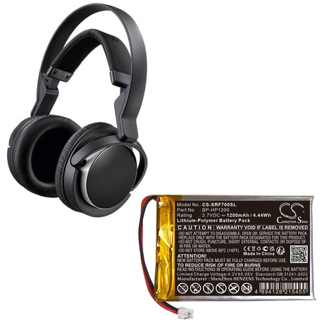 3.7V, Li-Polymer, 1200mAh, Wireless Headset battery fits Sony, Bp-hp1200, Mdr-ds7000, Mdr-rf7000, 4.44Wh Wireless Headset Cameron Sino Technology Limited