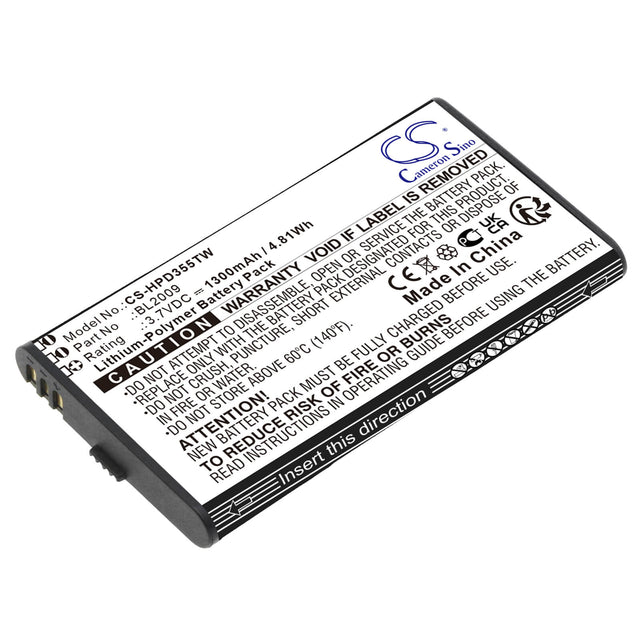 3.7V, Li-Polymer, 1300mAh, Two-Way Radio battery fits Hytera, Bl2009, Pd355, Pd362i, 4.81Wh Two-Way Radio Cameron Sino Technology Limited