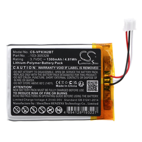 3.7v, Li-polymer, 1300mah, Alarm Battery Fits Visonic, Powermaster 360, Powermaster 360-pg2, 4.81wh Alarm System Cameron Sino Technology Limited   