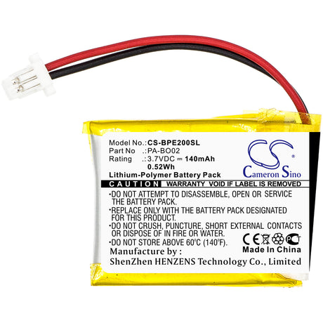 3.7V, Li-Polymer, 140mAh, Headset battery fits Bang & Olufsen, Pa-bo02, Earset 2, 0.52Wh Wireless Headset Cameron Sino Technology Limited
