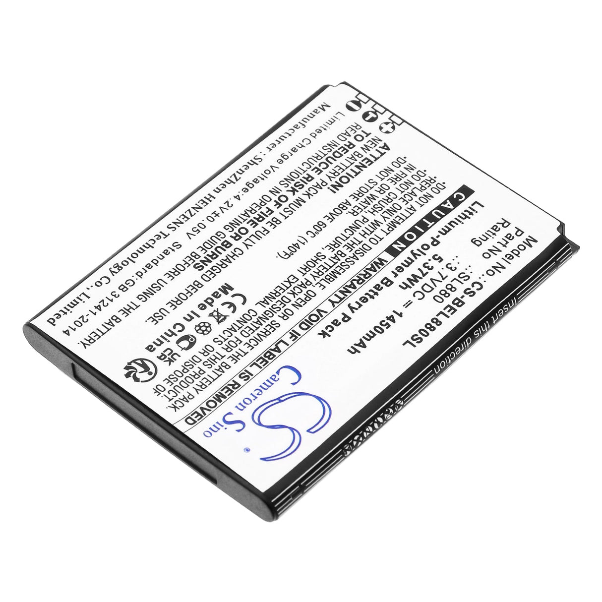 3.7V, Li-Polymer, 1450mAh, SmartPhone battery fits Bea-fon, Sl880, Sl800 4g, Sl880 Touch, 5.37Wh Mobile, SmartPhone Cameron Sino Technology Limited (Smartphone)