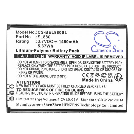 3.7V, Li-Polymer, 1450mAh, SmartPhone battery fits Bea-fon, Sl880, Sl800 4g, Sl880 Touch, 5.37Wh Mobile, SmartPhone Cameron Sino Technology Limited (Smartphone)