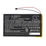 3.7V, Li-Polymer, 1500mAh, E-book, E-reader battery fits Kobo, Sp305590, Aura Hd, N204-kbo-b, 5.55Wh E-book, E-reader Cameron Sino Technology Limited