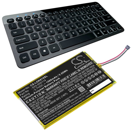 3.7V, Li-Polymer, 1500mAh, Keyboard,Mouse battery fits Logitech, 533-000114, Iiiuminated Keyboard K810, K810, 5.55Wh Keyboard,Mouse Cameron Sino Technology Limited