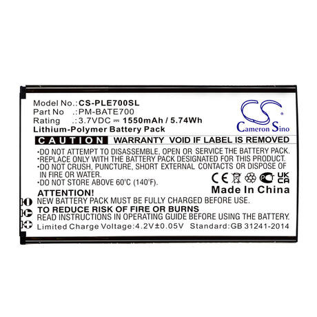3.7V, Li-Polymer, 1550mAh, SmartPhone battery fits Plum, Pm-bate700, E700, Ram 7, 5.74Wh Mobile, SmartPhone Cameron Sino Technology Limited (Smartphone)