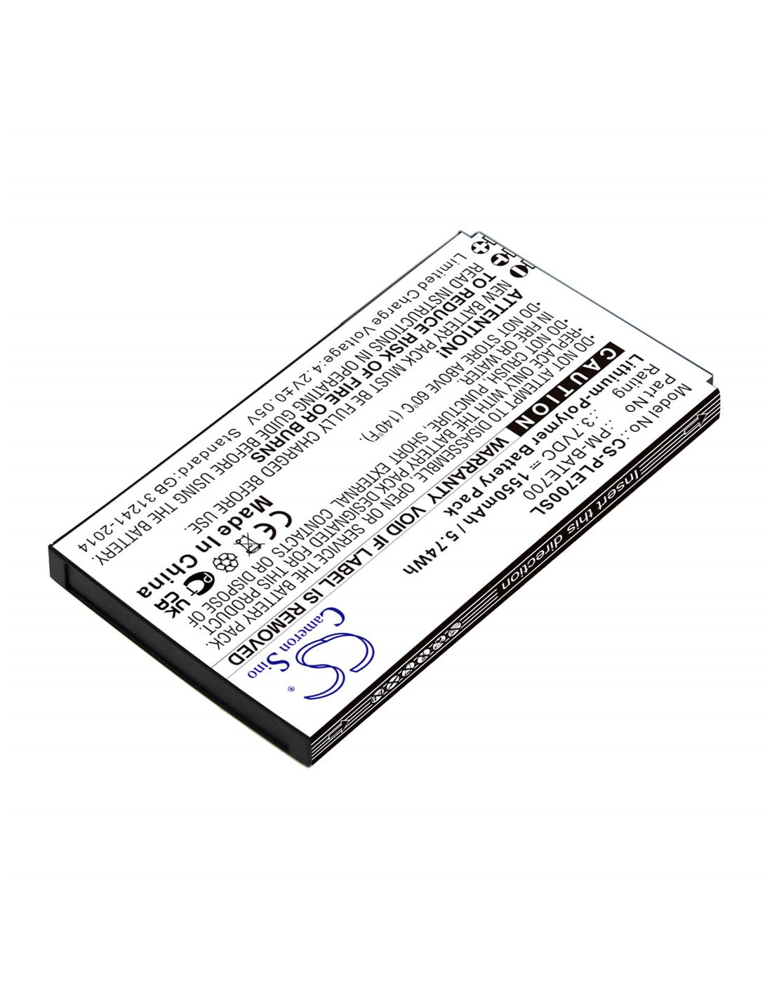 3.7V, Li-Polymer, 1550mAh, SmartPhone battery fits Plum, Pm-bate700, E700, Ram 7, 5.74Wh Mobile, SmartPhone Cameron Sino Technology Limited (Smartphone)