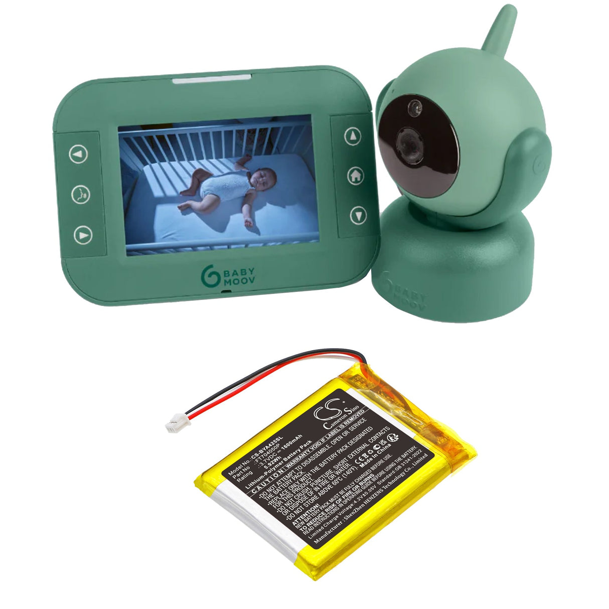 3.7V, Li-Polymer, 1600mAh, BabyPhone battery fits Babymoov, A014425, A014431, 5.92Wh BabyPhone Cameron Sino Technology Limited