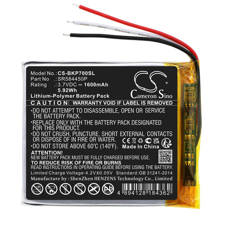 3.7V, Li-Polymer, 1600mAh, GPS battery fits Becker, Sr584450p, Transit 7sl Eu, Transit7sleu, 5.92Wh GPS, Navigator Cameron Sino Technology Limited