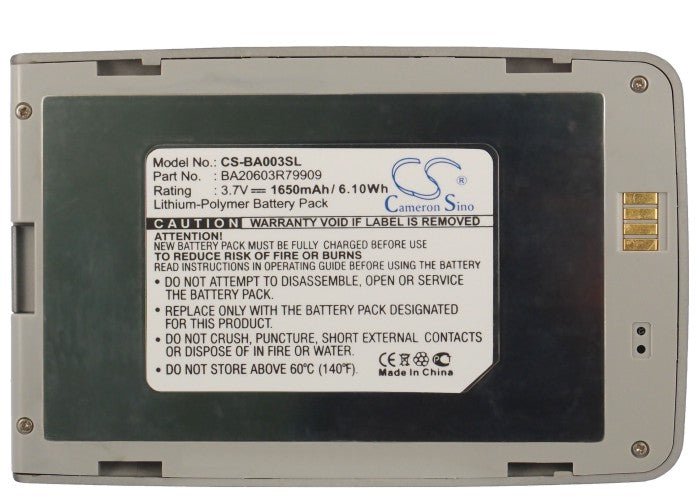 3.7V, Li-Polymer, 1650mAh, Media Player battery fits Creative, 70pf115000000, Pmc-hd0002, Zen Vision, 6.11Wh Media Player Cameron Sino Technology Limited (Suspended)