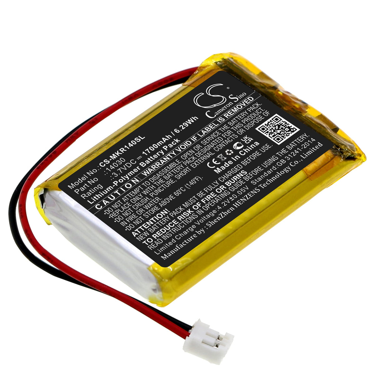 3.7V, Li-Polymer, 1700mAh, Programmable Robots battery fits Makeblock, Lego, 14030, Arduino Robot, 6.29Wh Programmable Robots Cameron Sino Technology Limited