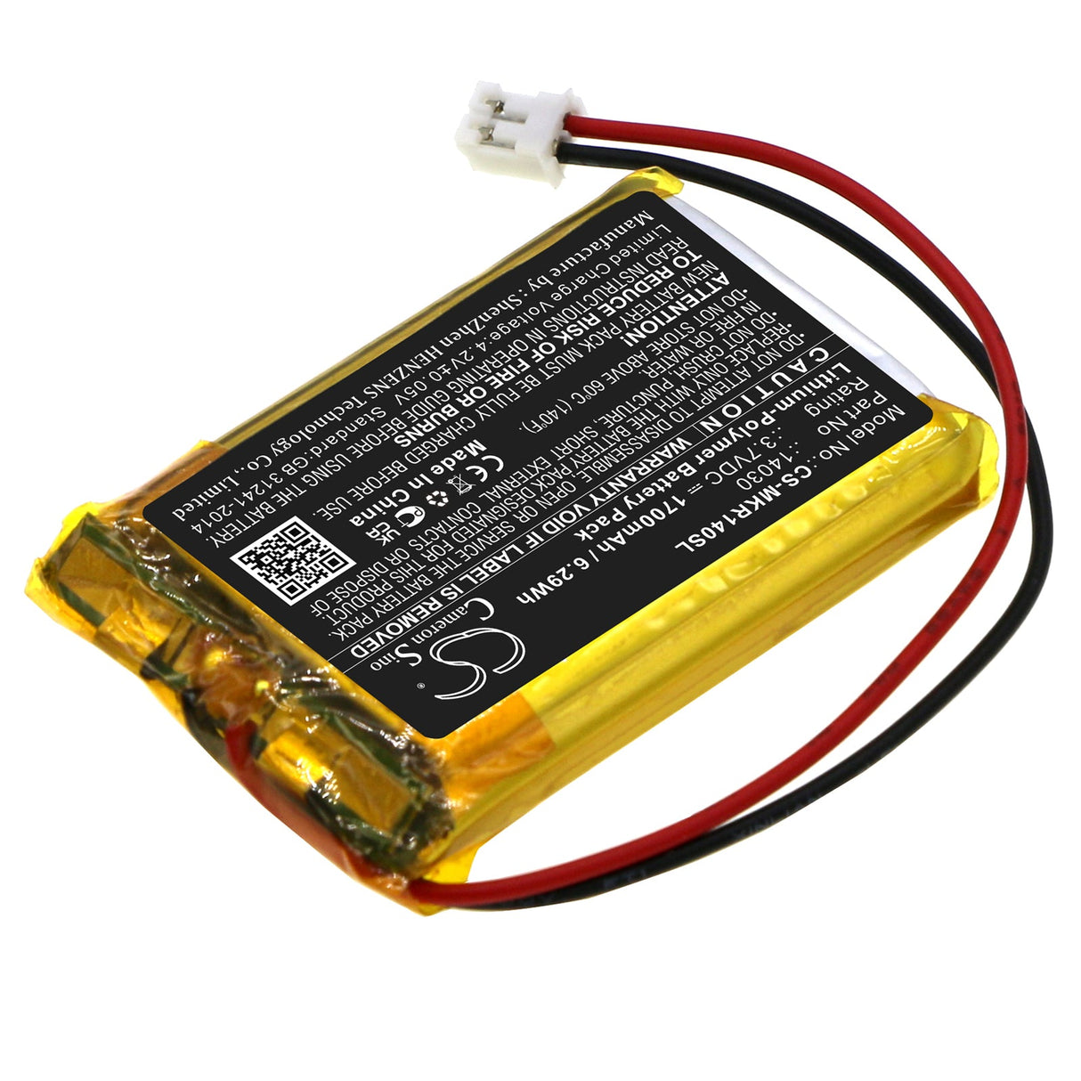3.7V, Li-Polymer, 1700mAh, Programmable Robots battery fits Makeblock, Lego, 14030, Arduino Robot, 6.29Wh Programmable Robots Cameron Sino Technology Limited