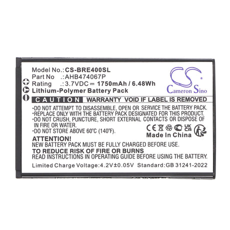 3,7 V, Li-Polymère, 1750mAh, batterie Mobile, Smartphone convient à Brondi, Ahb474067p, Energy 4g, 6,48Wh Mobile, Smartphone Cameron Sino Technology Limited (Smartphone)