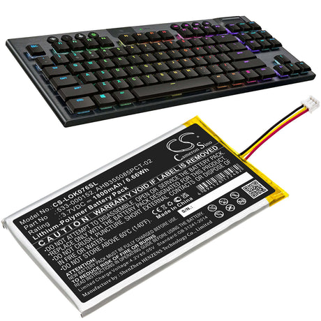 3.7V, Li-Polymer, 1500mAh, Keyboard,Mouse battery fits Logitech, 533-000152, G913, G913 Tkl, 5.55Wh Keyboard,Mouse Cameron Sino Technology Limited