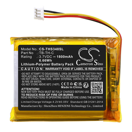 3.7V, Li-Polymer, 1800mAh, Personal Care battery fits Therabody, Tb-th-c, Smart Goggles, 6.66Wh Personal Care Cameron Sino Technology Limited